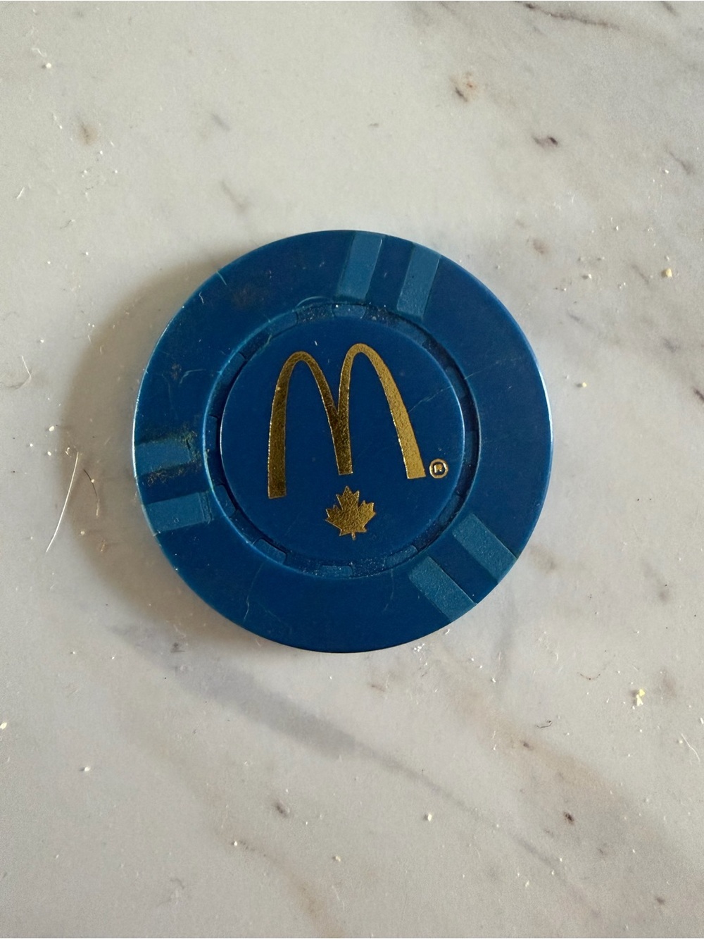 McDonald’s Blue POG/Poker chip with Gold Arches and Maple Leaf
